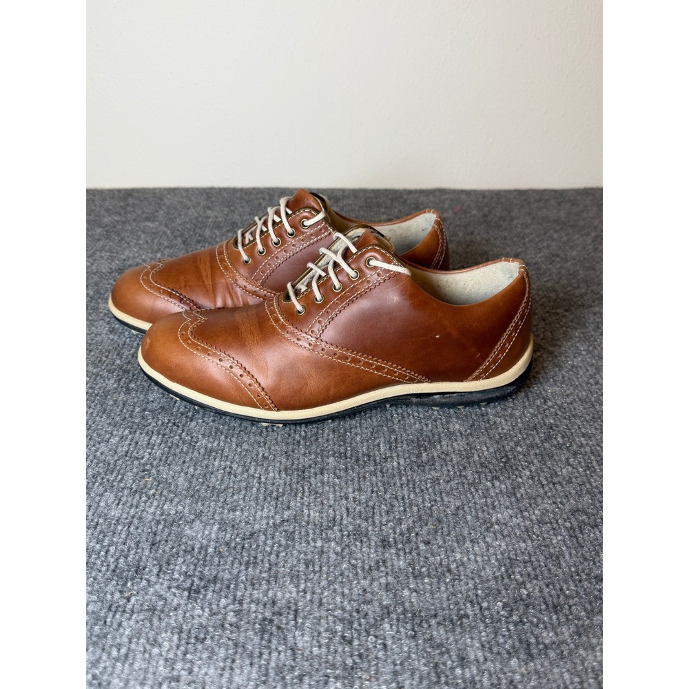 FootJoy LoPro Brown Leather Wingtip Spikeless Golf Shoes 97305 Womens 6.5